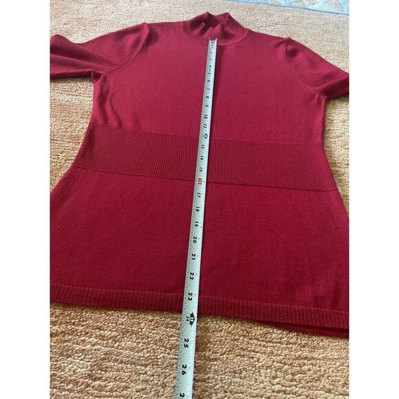 Women’s FWM 100% merino wool red mock neck sweater L fitted ribbed cuffs UK - Picture 4 of 6
